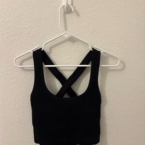 Black Ribbed Women's Crop Top